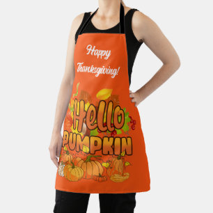 Hello Pumpkin Autumn Customize Text and Color Apron