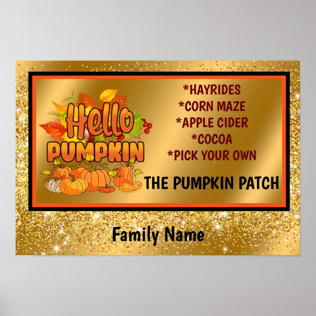 Hello Pumpkin Autumn Customize Text and Color Poster (Front)