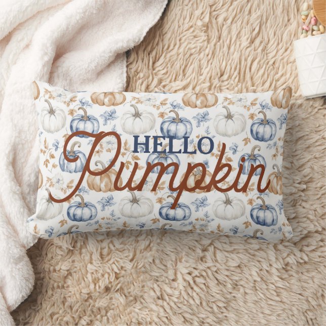 Hello Pumpkin Autumn Farmhouse Pillow (Blanket)
