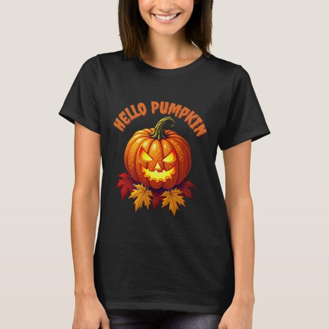 Hello Pumpkin Autumn Halloween T-Shirt (Front)