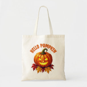 Hello Pumpkin Autumn Halloween Tote Bag