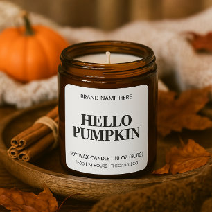 Hello Pumpkin Candle Label   Minimalist Fall Soy