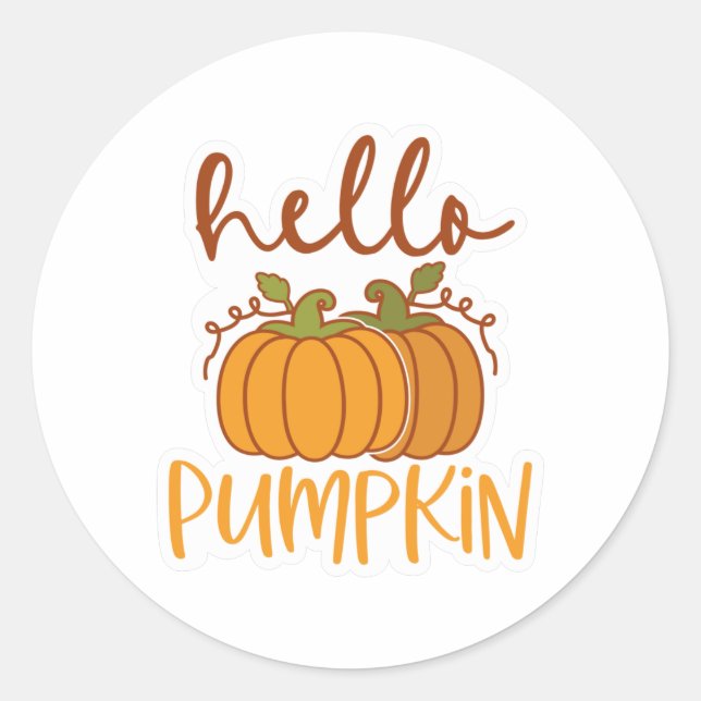 Hello Pumpkin Classic Round Sticker (Front)