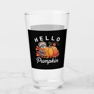 Hello Pumpkin - Cute Fall Sloth Autumn Leaves Foli Glass