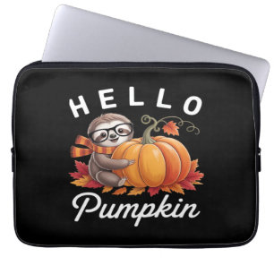 Hello Pumpkin - Cute Fall Sloth Autumn Leaves Foli Laptop Sleeve