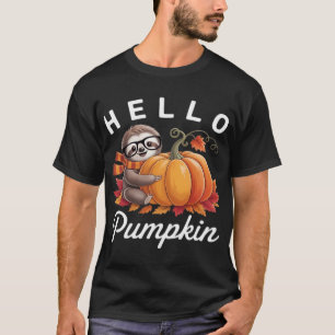 Hello Pumpkin - Cute Fall Sloth Autumn Leaves Foli T-Shirt