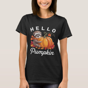 Hello Pumpkin - Cute Fall Sloth Autumn Leaves Foli T-Shirt