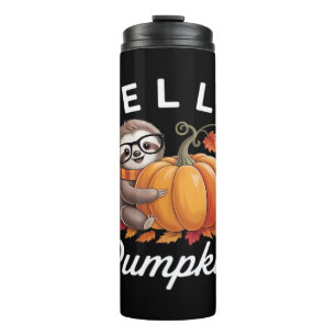 Hello Pumpkin - Cute Fall Sloth Autumn Leaves Foli Thermal Tumbler
