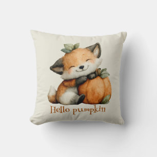 Hello Pumpkin Cute Fox Halloween Design Cushion