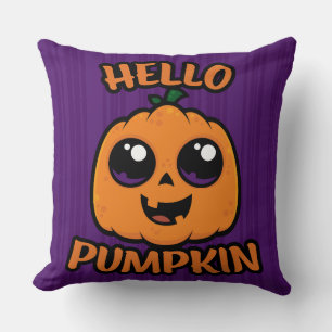 Hello Pumpkin Cute Halloween Jack-O-Lantern Cushion