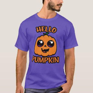 Hello Pumpkin Cute Halloween Jack-O-Lantern T-Shirt