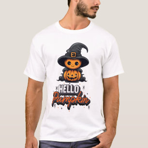 Hello Pumpkin Cute Halloween Pumpkin Witch T-Shirt