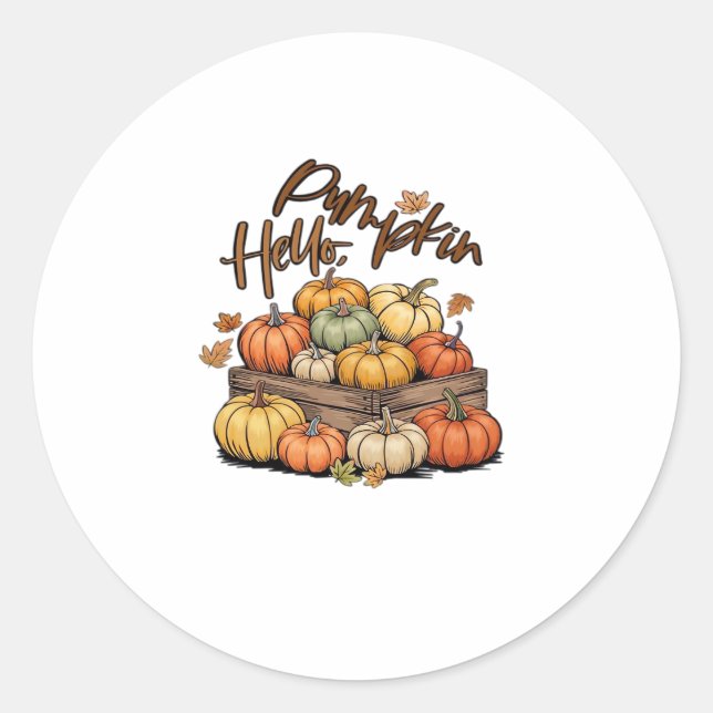 Hello, Pumpkin design Classic T-Shirt.png Classic Round Sticker (Front)