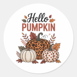Hello Pumpkin Fall Autumn Classic Round Sticker