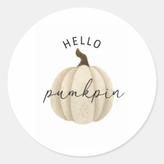Hello Pumpkin - Fall, autumn Classic Round Sticker
