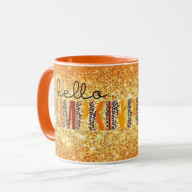 Hello Pumpkin Fall Autumn Customise Colour Mug (Front Left)