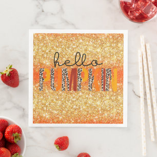 Hello Pumpkin Fall Autumn Customise Colour Napkin