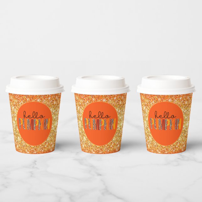 Hello Pumpkin Fall Autumn Customise Colour Paper Cups (Multi)