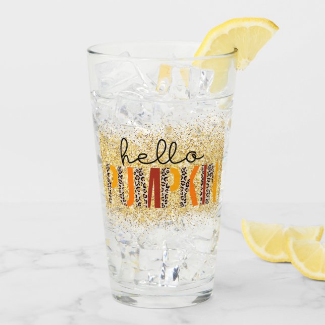 Hello Pumpkin Fall Autumn Customise Glass (Back Ice)