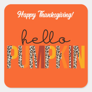 Hello Pumpkin Fall Autumn Customise Square Sticker