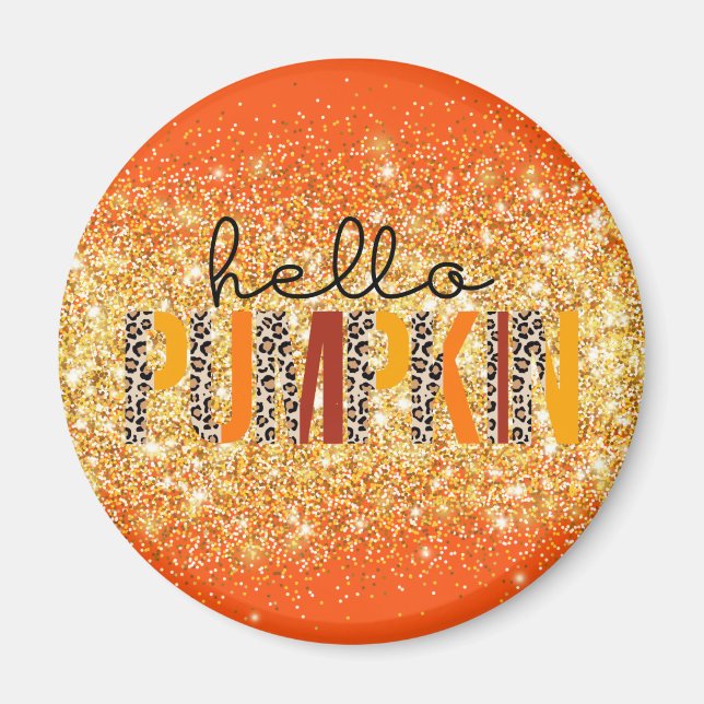 Hello Pumpkin Fall Autumn Customise Text and Colou Magnet (Front)