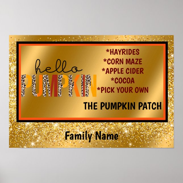 Hello Pumpkin Fall Autumn Customise Text and Colou Poster (Front)