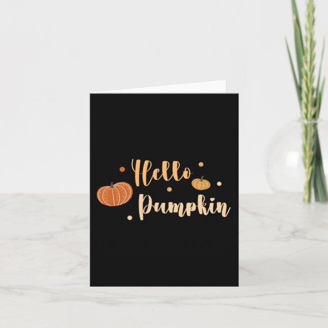 Hello Pumpkin Fall Autumn Thanksgiving PSL Cafe La Card (Front)