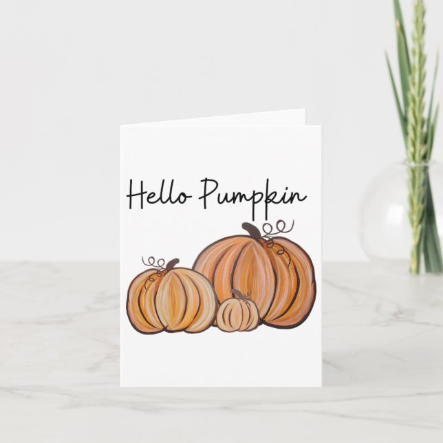 Hello Pumpkin Fall Halloween Graphic  Card (Front)
