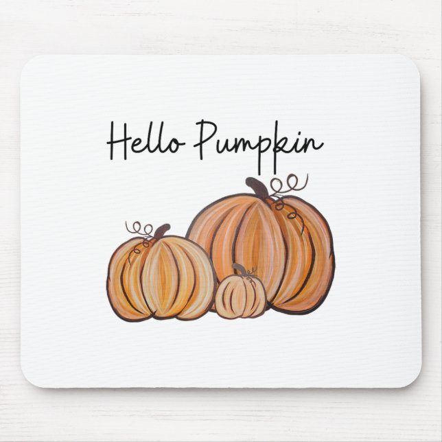 Hello Pumpkin Fall Halloween Graphic  Mouse Mat (Front)