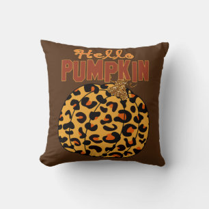 Hello Pumpkin - Fall Leopard Print Cushion