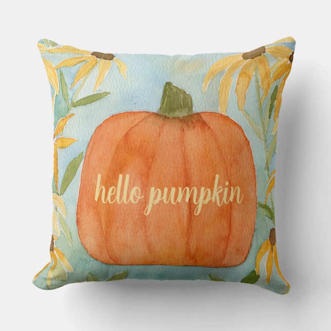 Hello Pumpkin Fall Pillow  (Front)