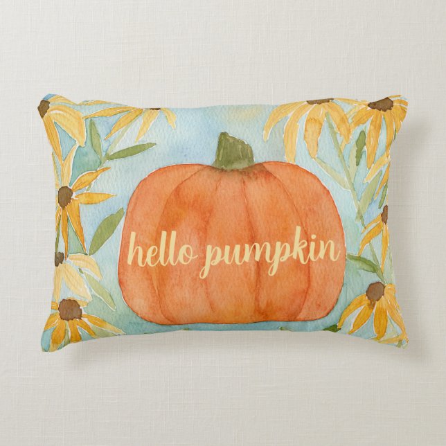 Hello Pumpkin Fall Pillow Autumn Throw Pillow  (Front)