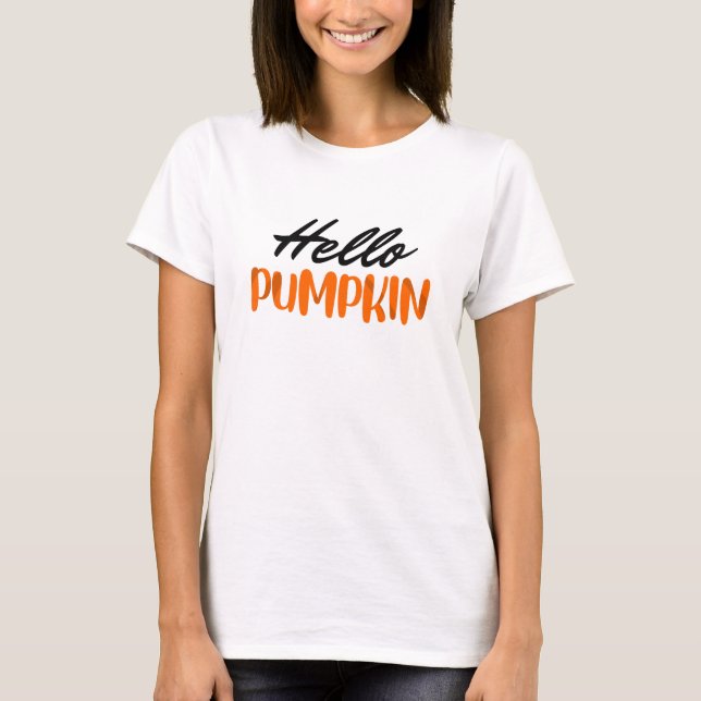 Hello Pumpkin Fall Season Autumn T-Shirt (Front)
