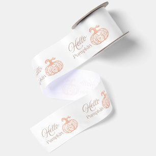 Hello Pumpkin Floral Autumn Cute Halloween Gift Satin Ribbon