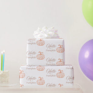 Hello Pumpkin Floral Autumn Cute Halloween Gift Wrapping Paper