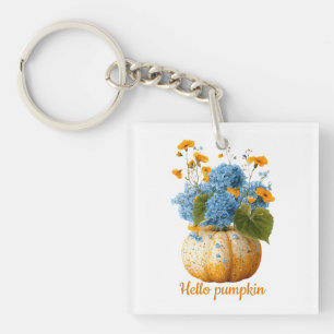 Hello Pumpkin Floral Halloween Arrangement Key Ring