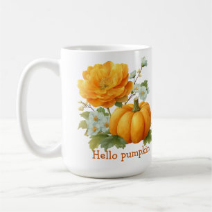 Hello Pumpkin Floral Halloween Design Coffee Mug