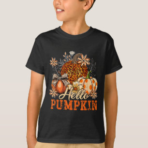 Hello Pumpkin Leopard Print For Fall Thanksgiving  T-Shirt