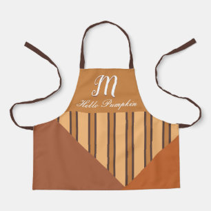Hello Pumpkin Monogram Optional Name Fall Apron