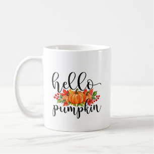 Hello Pumpkin Mug, Fall Thanksgiving Ceramic Mug, Coffee Mug