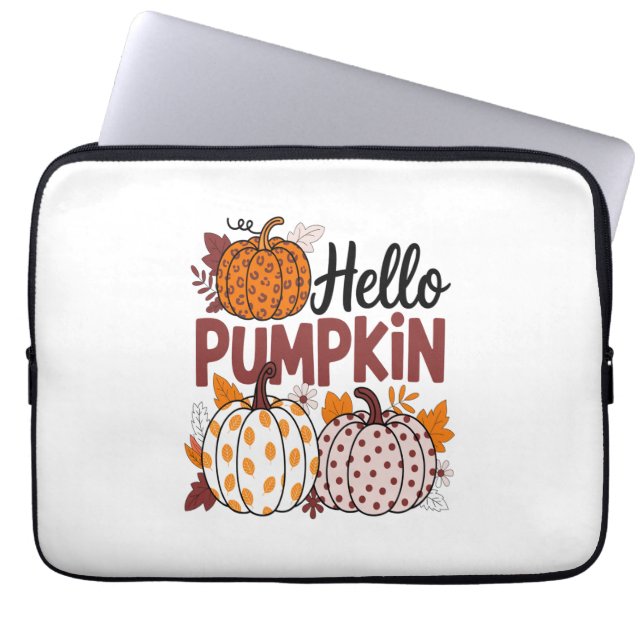 Hello Pumpkin Png, Fall Vibes Laptop Sleeve (Front)
