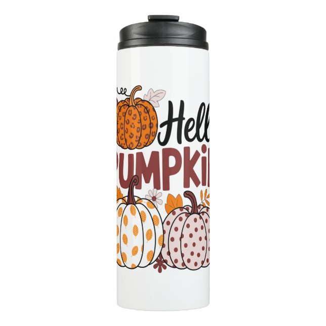 Hello Pumpkin Png, Fall Vibes Thermal Tumbler (Front)