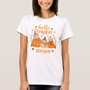 Hello Pumpkin Season Cute Autumn Pumpkin Graphic T-Shirt