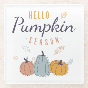 Hello Pumpkin Season Glass Coaster
