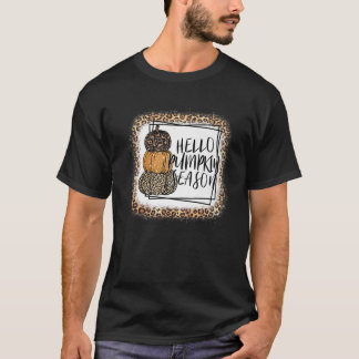 Hello Pumpkin Season Leopard Autumn Season Lovers T-Shirt