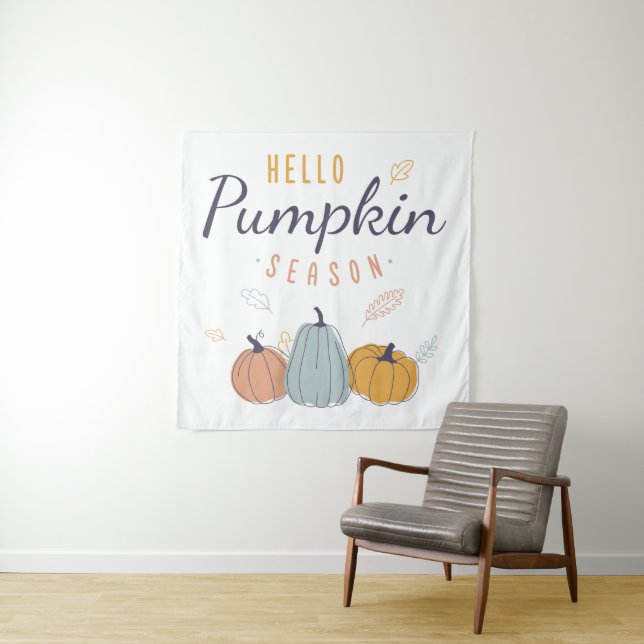Hello Pumpkin Season Tapestry (In Situ)