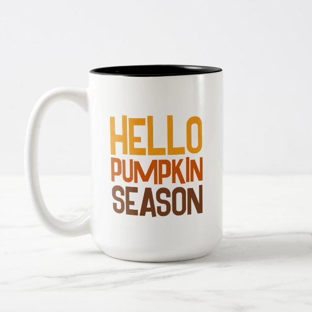 Hello Pumpkin Season Two-Tone Coffee Mug (Left)
