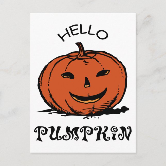 Hello Pumpkin Shirt, Womens Pumpkin Shirt, Fall Holiday Postcard (Front)