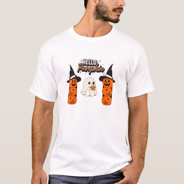 Hello Pumpkin T-Shirt | Cute Halloween Graphic Tee (Front)