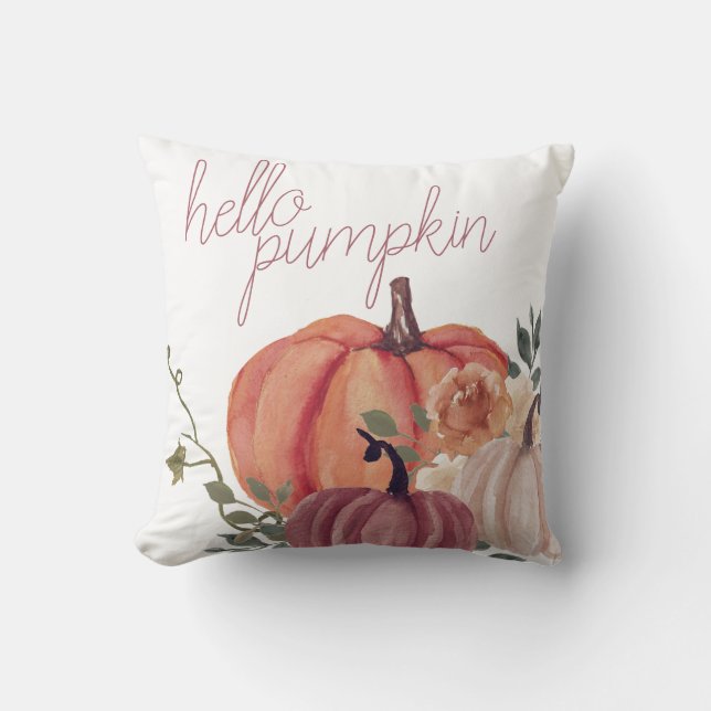 Hello Pumpkin Throw Pillow (Front)